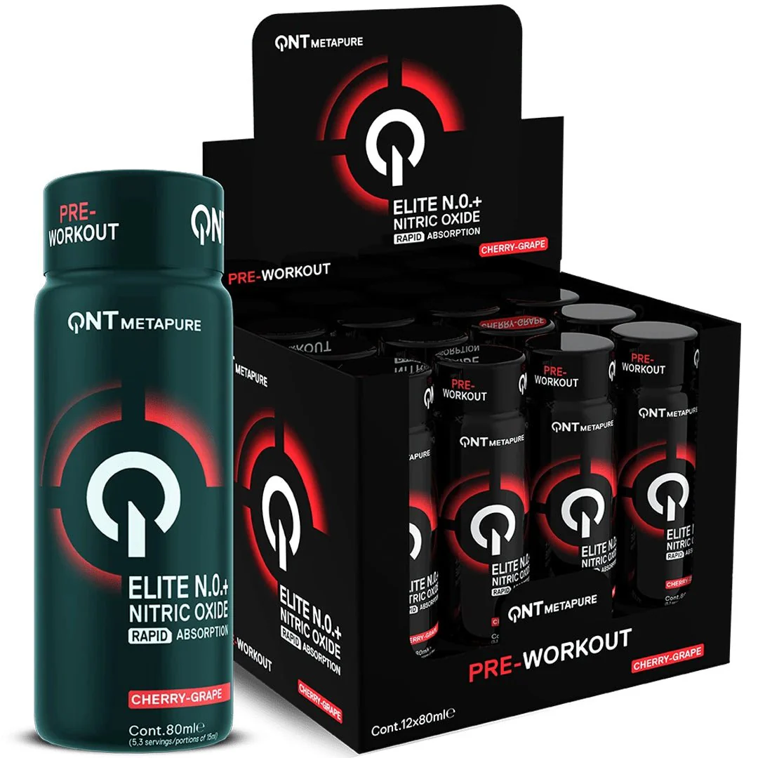 Elite N.0.+ Pre Workout SHOT, 12x80ml, Cherry-Grape - QNT